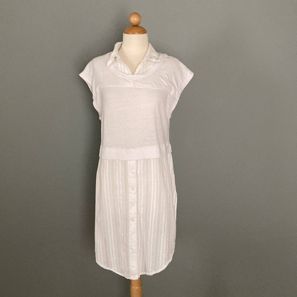 9-M15 S’CL White Summer Dress Flowy Fabric Fake 2 Pieces Size S-M